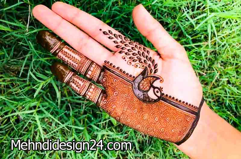 Minimalist Peacock Feather Mehndi Design 1